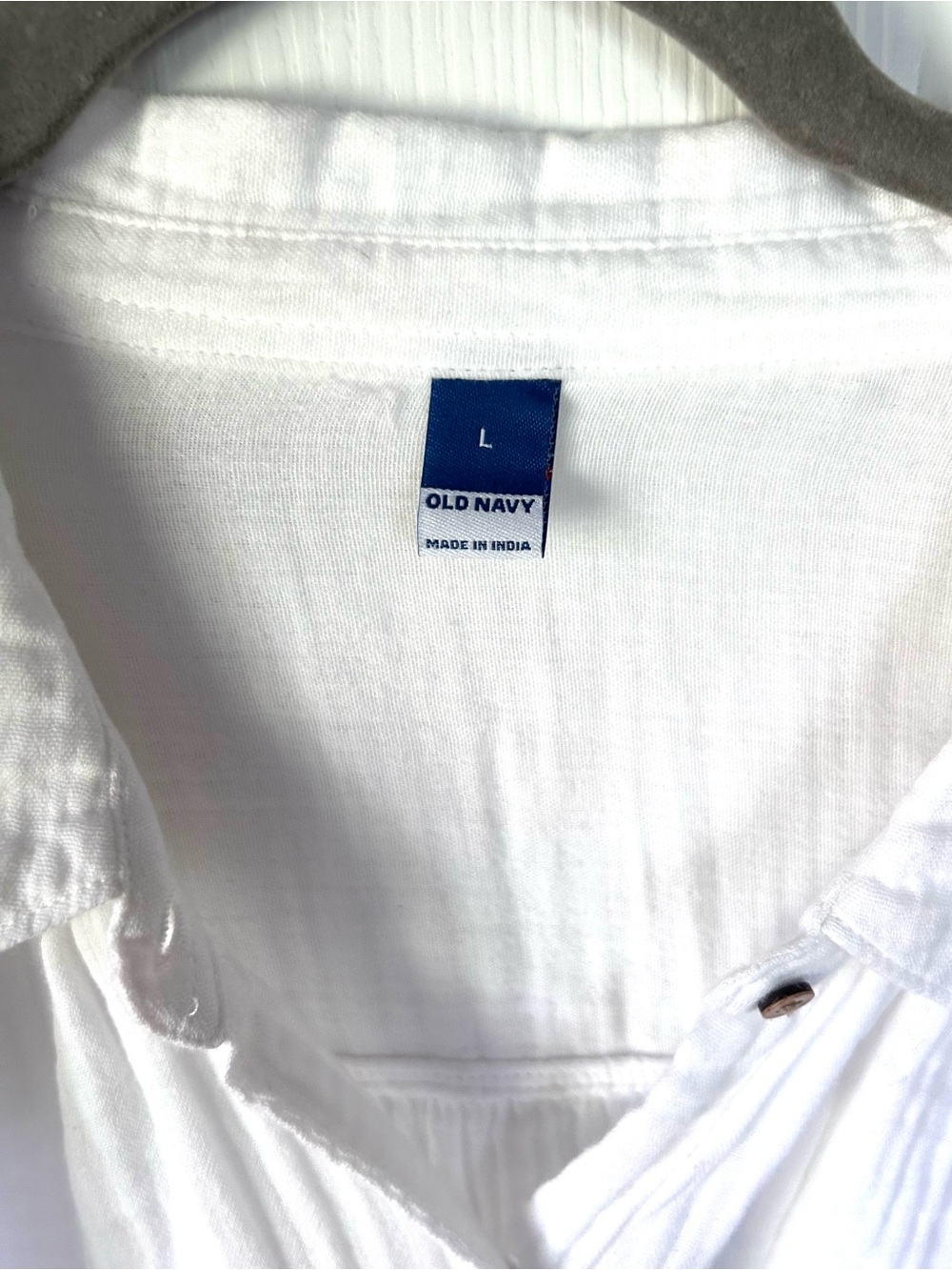 Old Navy White Gauze Cotton Button Front Shirt Women’s Large - Picture 2 of 6